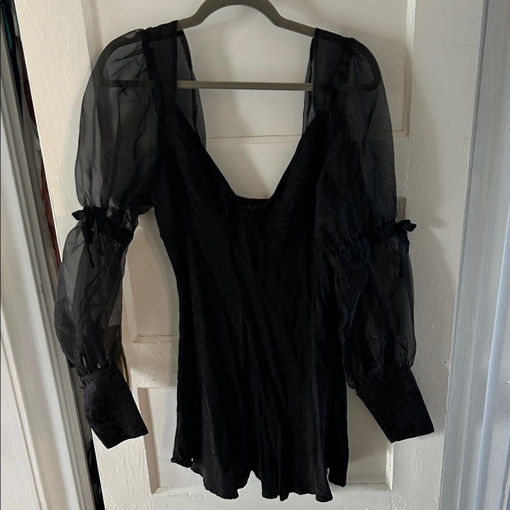 For Love And Lemons Sheer Black Long Sleeve Dress